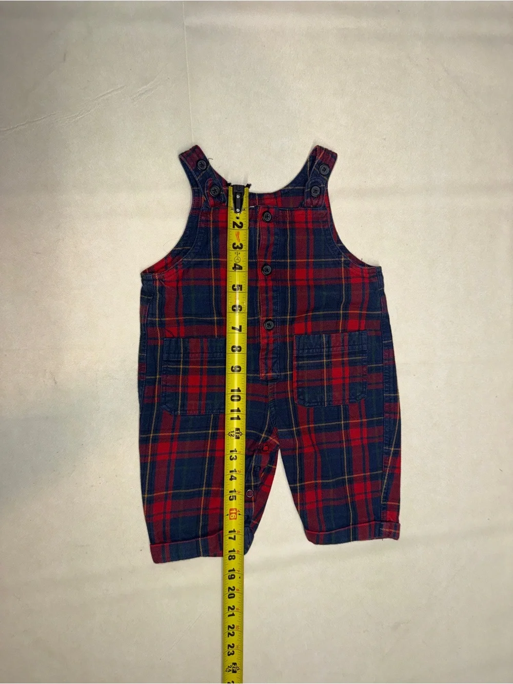 GAP Red and Navy Plaid Toddler Overalls